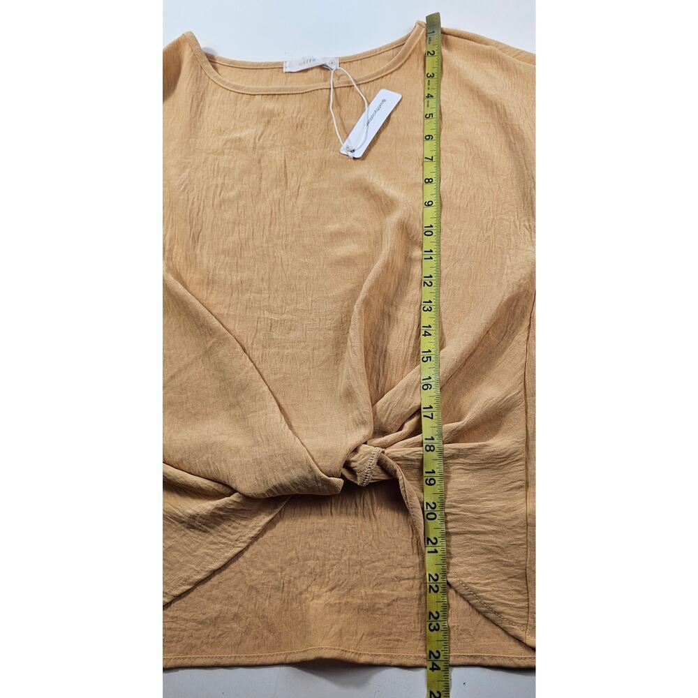 NWT crinkle front tie cute size S yellow summer career casual NEW relaxed fit - Picture 7 of 8